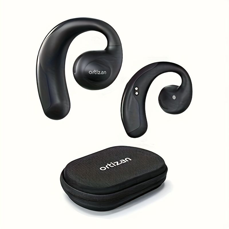 Ortizan オープンイヤーヘッドホン、ワイヤレス5.3搭載の完全ワイヤレスイヤホン、ステレオサウンド、急速充電、30時間再生、クリア通話、スポーツワークアウト用イヤーフック付きエアコンダクションイヤホン