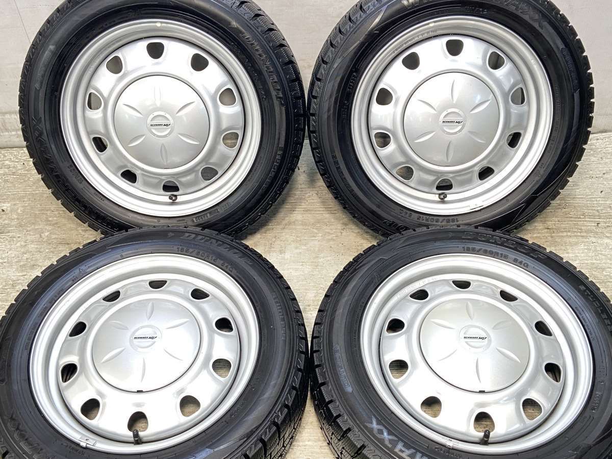185|60R15 ダンロップ ウィンターマックス WM02 SCHWARZ MV 15x6.0 100|114.3-5穴 タイヤ スタッドレスタイヤ ホイールセット 4本セット w15250325028