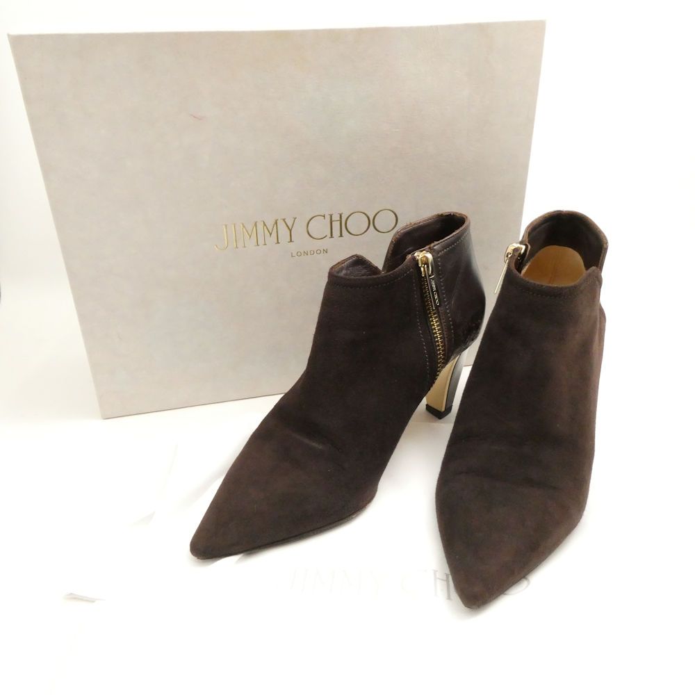 JIMMY CHOO ジミーチュウ ブーツ 35 22cm相当 スエード レザー ブーティ ヒール ポインテッドトゥ レディース AN2213