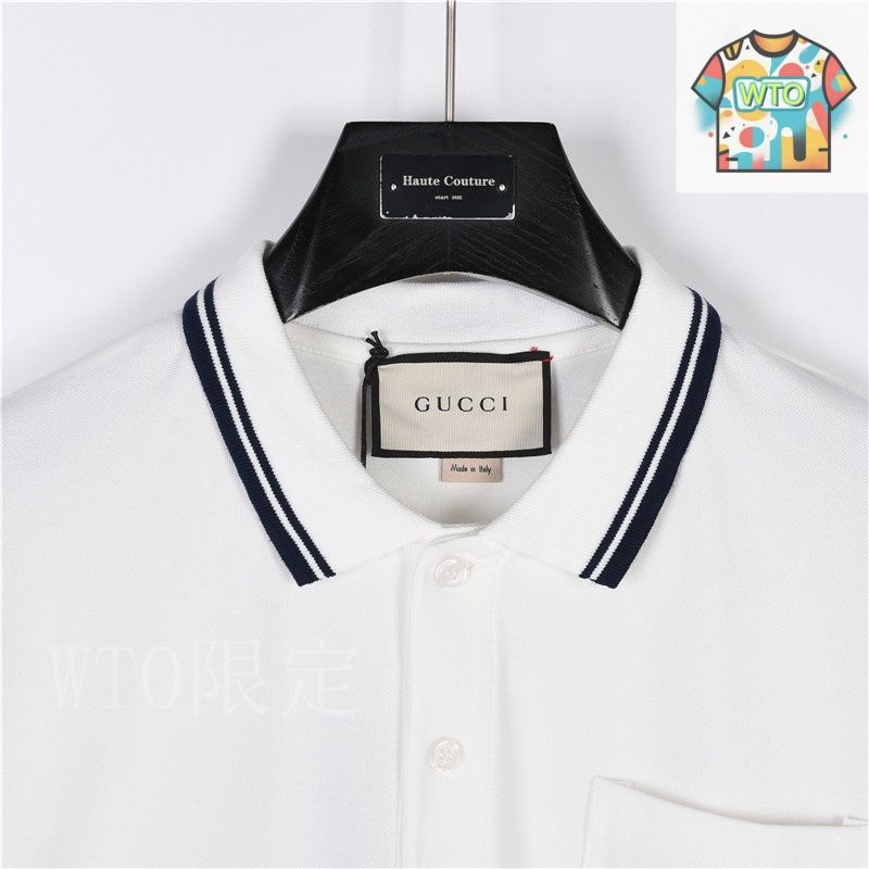 GUCCI 刺繍ポロシャツ ホワイト 最高にかっこいい Gucci 刺繍入りポロシャツ メンズ