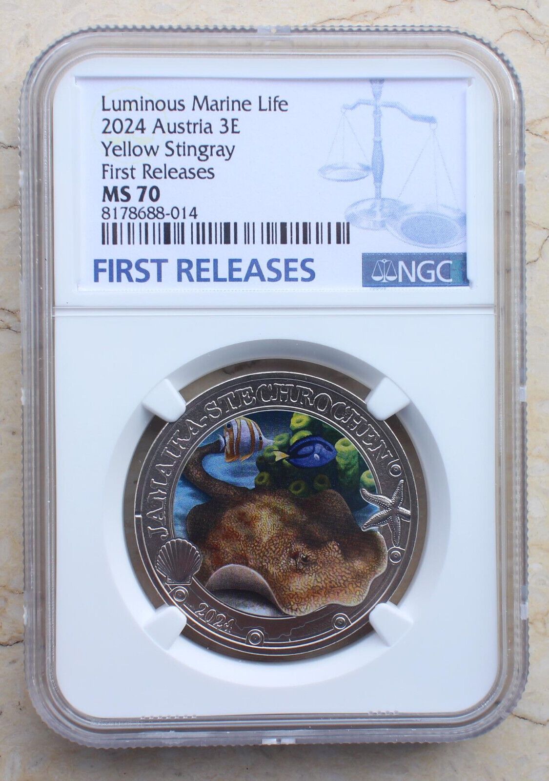 NGC MS70 2025 Atria Lumino Marine Life Series Coin - Yellow Stingray