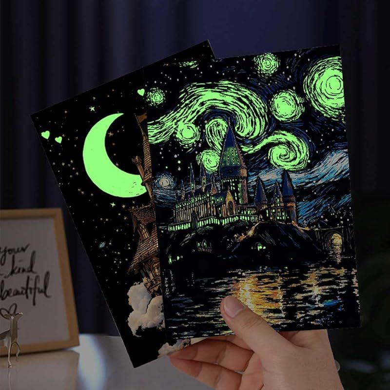 スクラッチアート 8枚セット20*14cm A5 サイズ 夜光 スクラッチアート