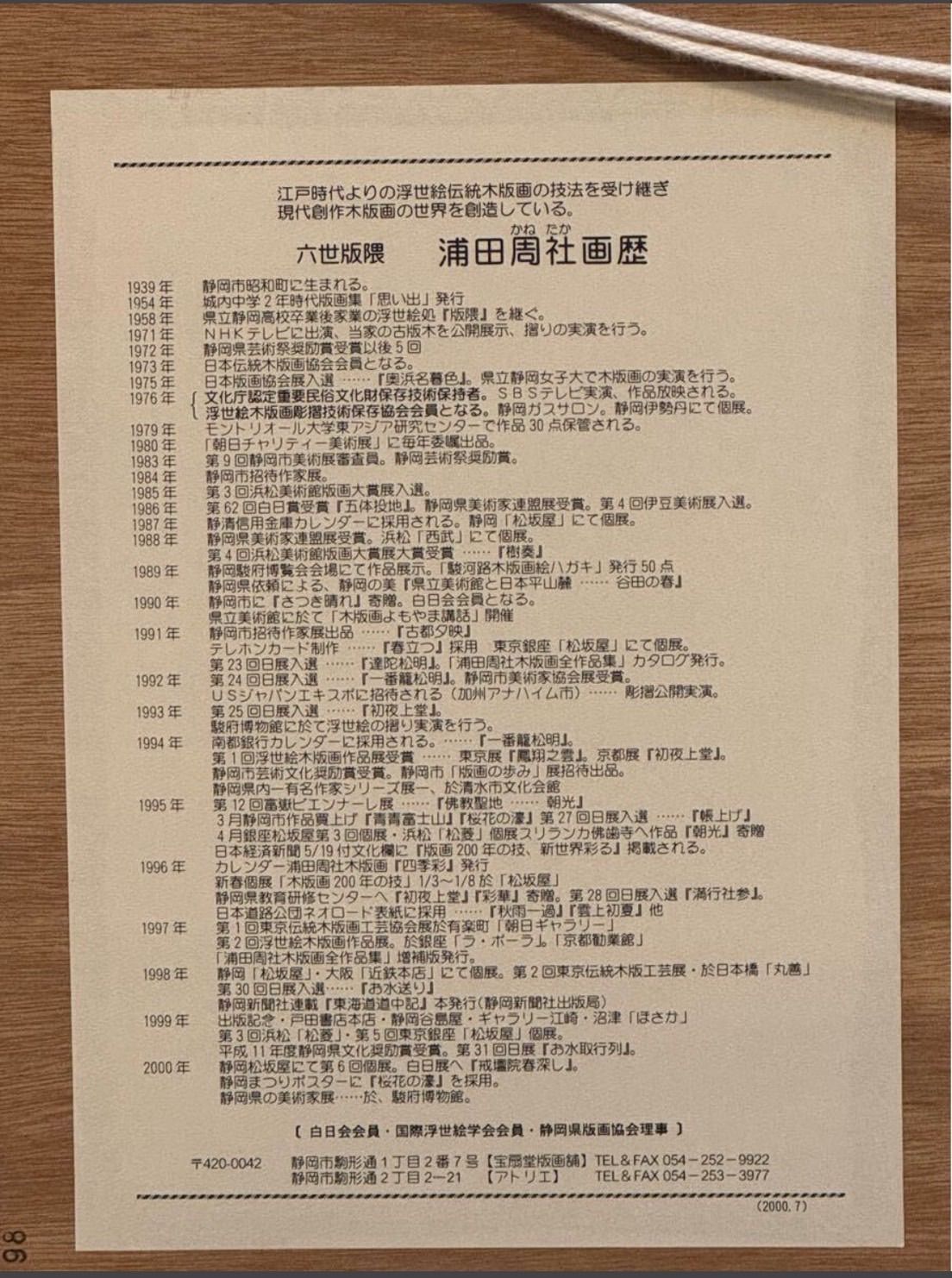 国際浮世絵学会会員 静岡県版画協会会長