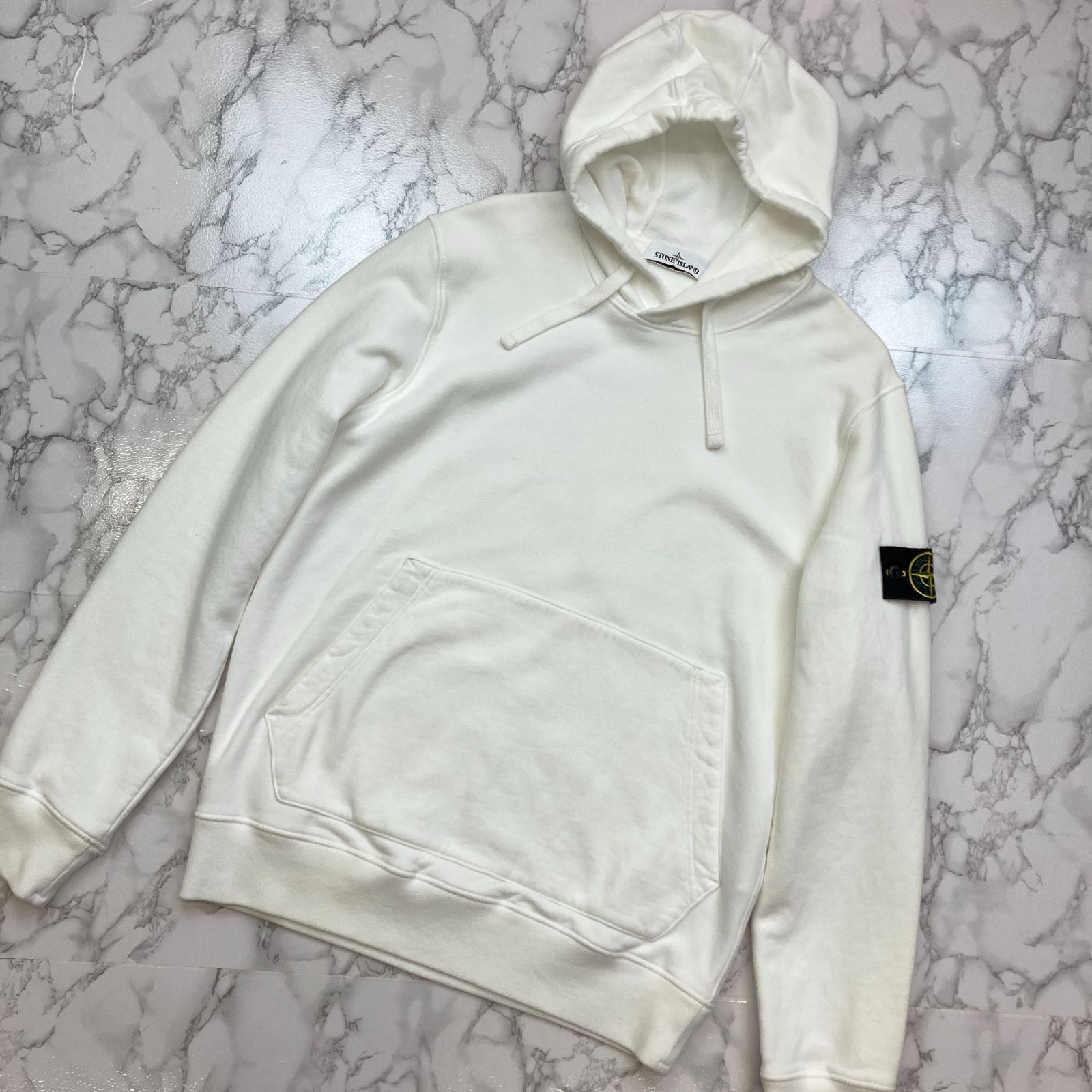 STONE ISLAND ストーンアイランド 21AW BRUSHED COTTON FLEECE メンズ パーカー コットン フリース ホワイト  裏起毛 フーディー メンズ L PAWNSHOPRiZ パウンショップリズ - メルカリ