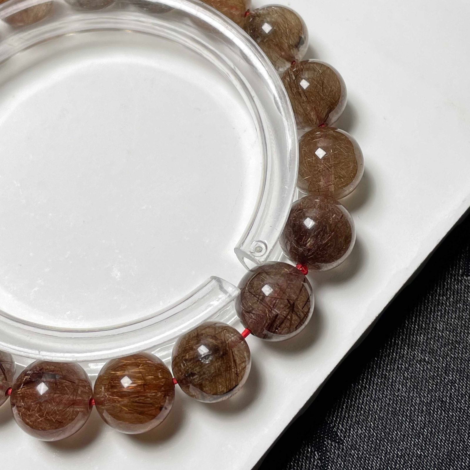 ブラウンルチルクォーツ 約9.2-9.9mm パワーストーンブレスレット