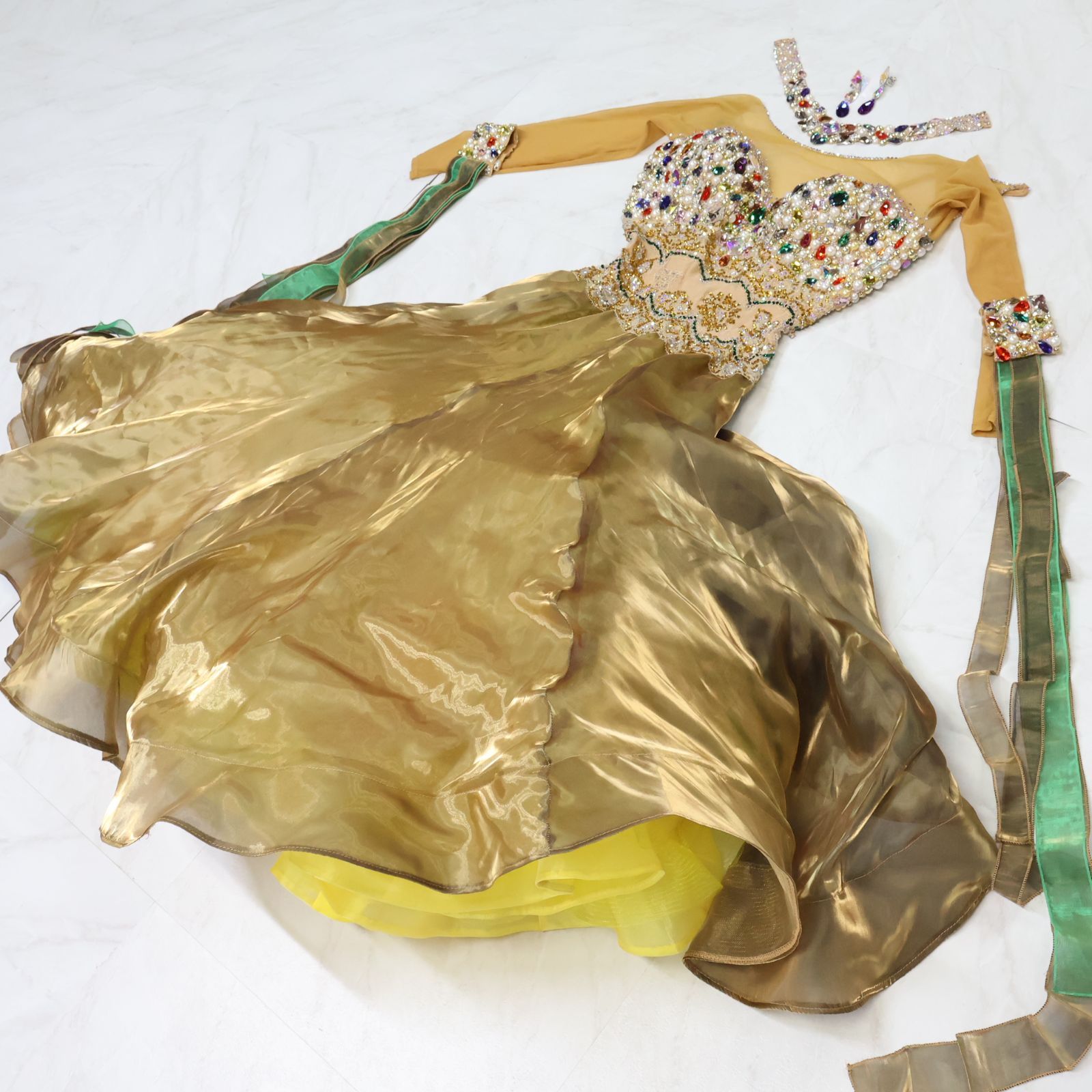 イタリア製 社交ダンス衣装】ゴールド sapiel サピエル