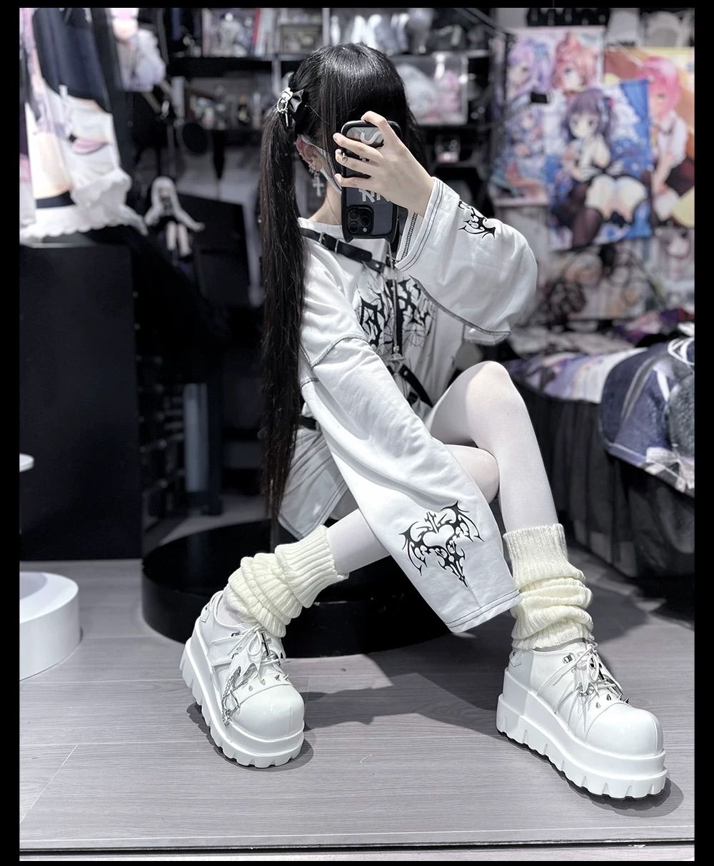 demonia 厚底スニーカー　白 DEMONIA】ウェッジソール厚底スニーカー(ホワイト) – EpicureanGarden