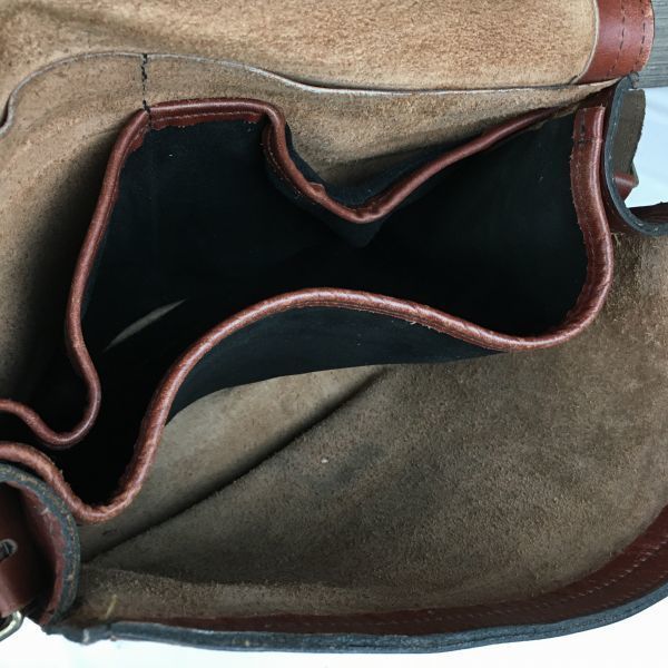 ハンドメイド　オールレザー　ショルダーバッグ　茶/ブラウン　管NO.B19-2 ハンドメイド オールレザー ショルダーバッグ 茶/ブラウン 管NO.B19-2