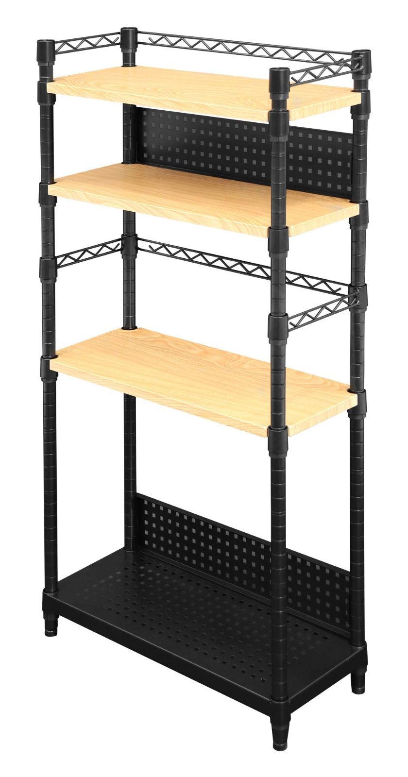 Bauhutte バウヒュッテ デスクサイドラック パソコンラック pcラック 幅 60.5 × 奥行 25.5 × 高さ 120.5 cm 木目 BHS-600SM-WD