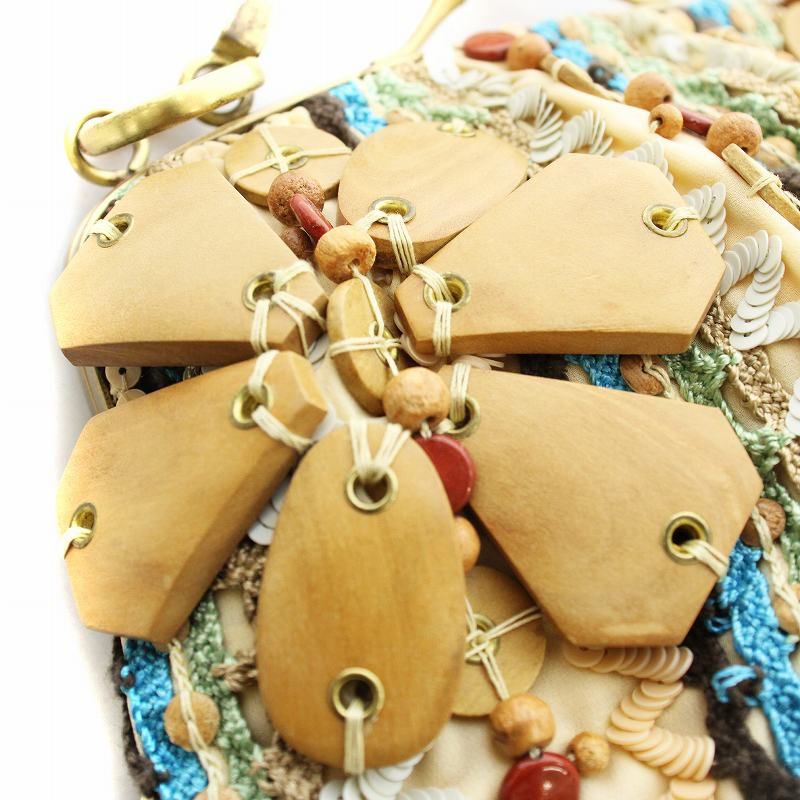 ジャマンピュエッシュウッドビーズがま口バッグ