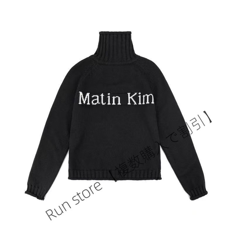 未使用 Matin Kim(マーティンキム) ビッグロゴ ニット カーディガン 
