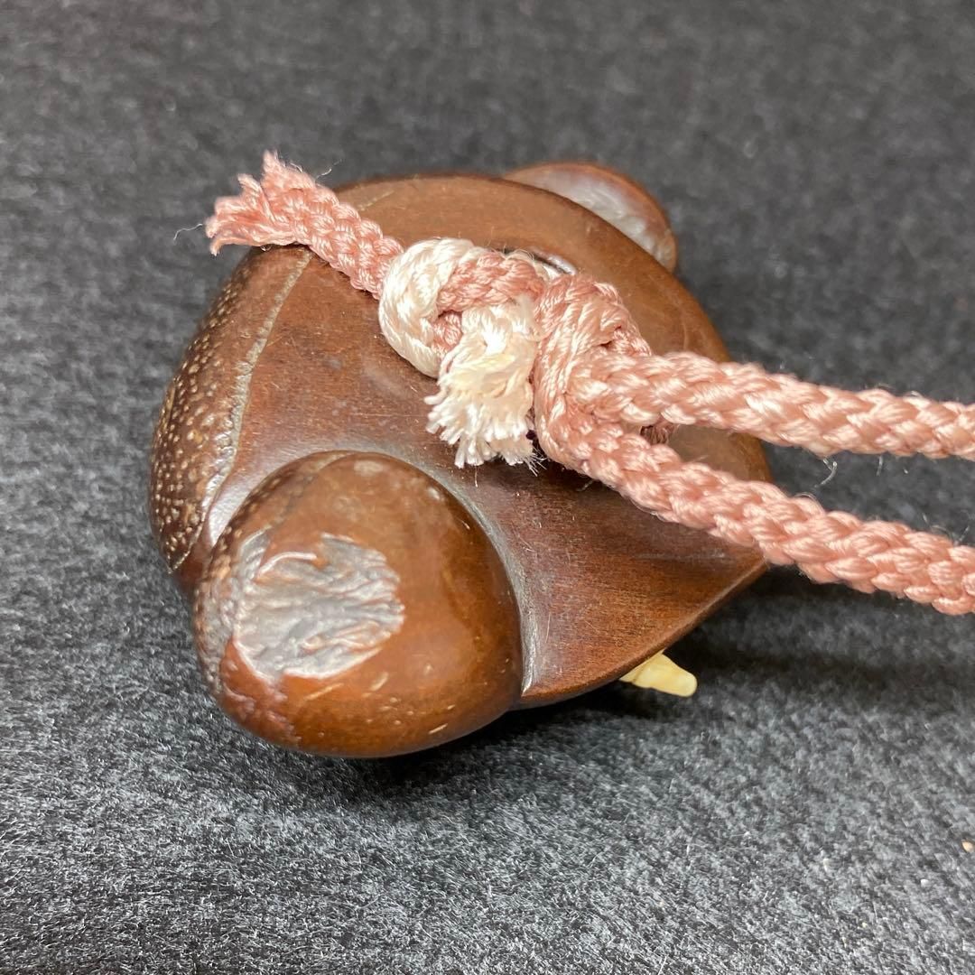 木彫栗からくり根付