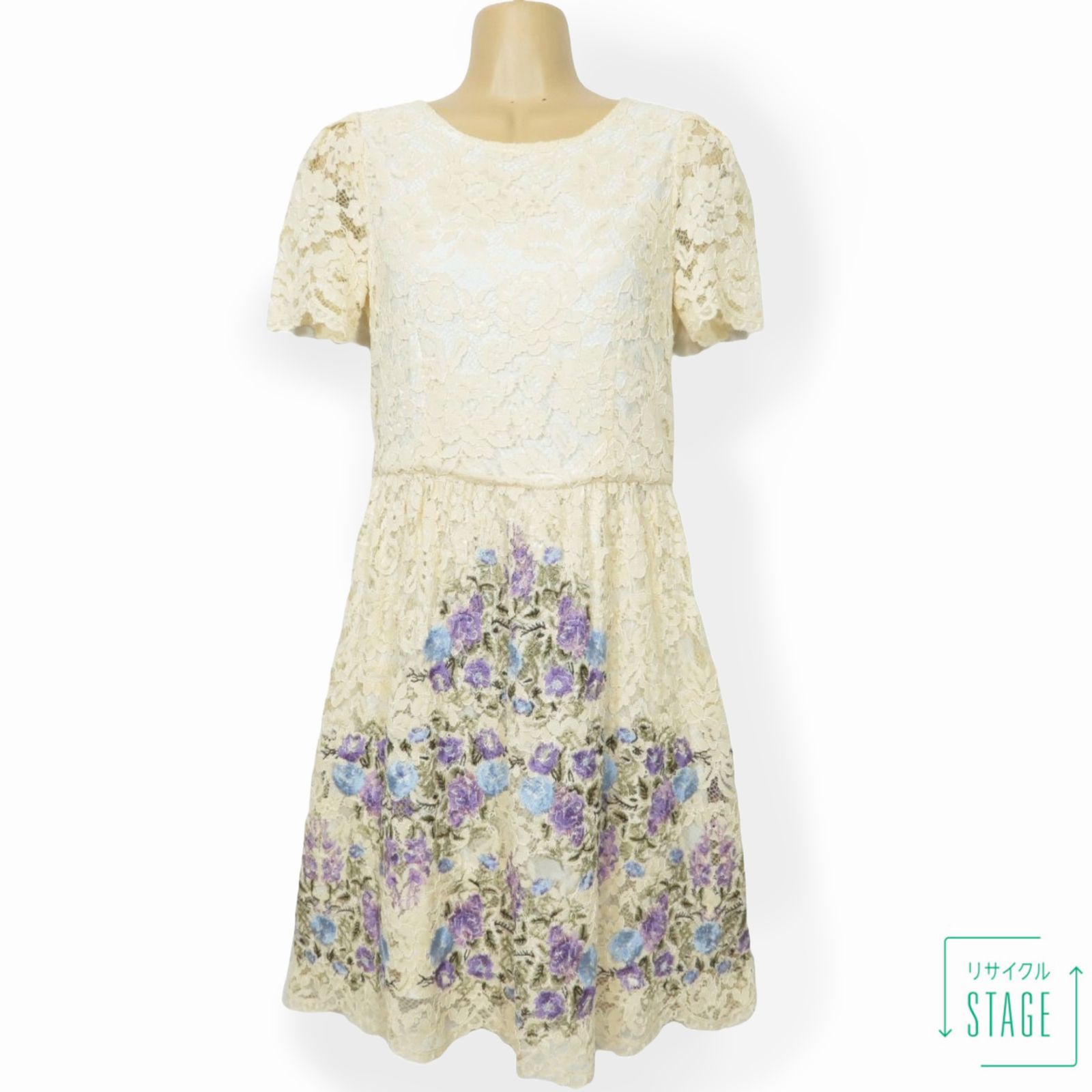 美品】ロイスクレヨン☆フェミニン♪総レースのワンピース お花の  