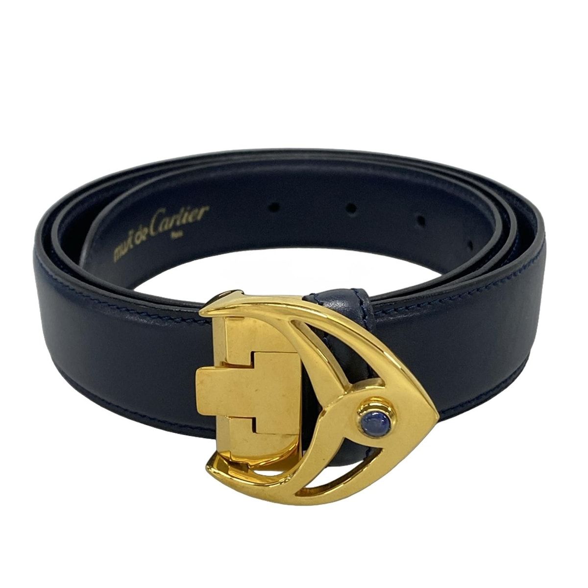 Cartier(カルティエ) ベルト - ネイビー×ゴールド×ブルー Cバックル  