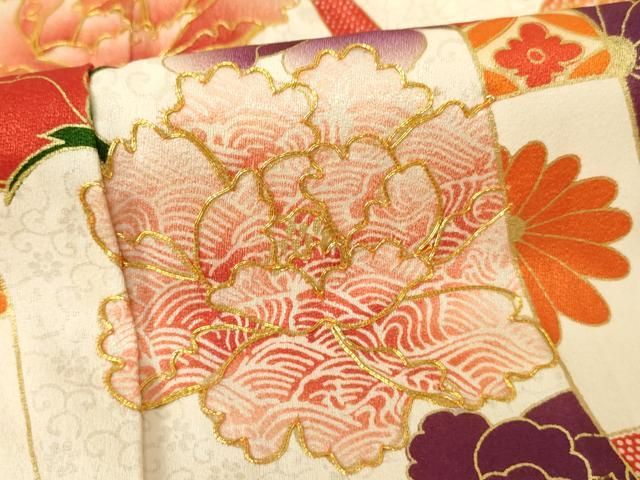 平和屋着物□極上 振袖 駒刺繍 絞り 舞蝶花文 黒地 やまと誂製 逸品