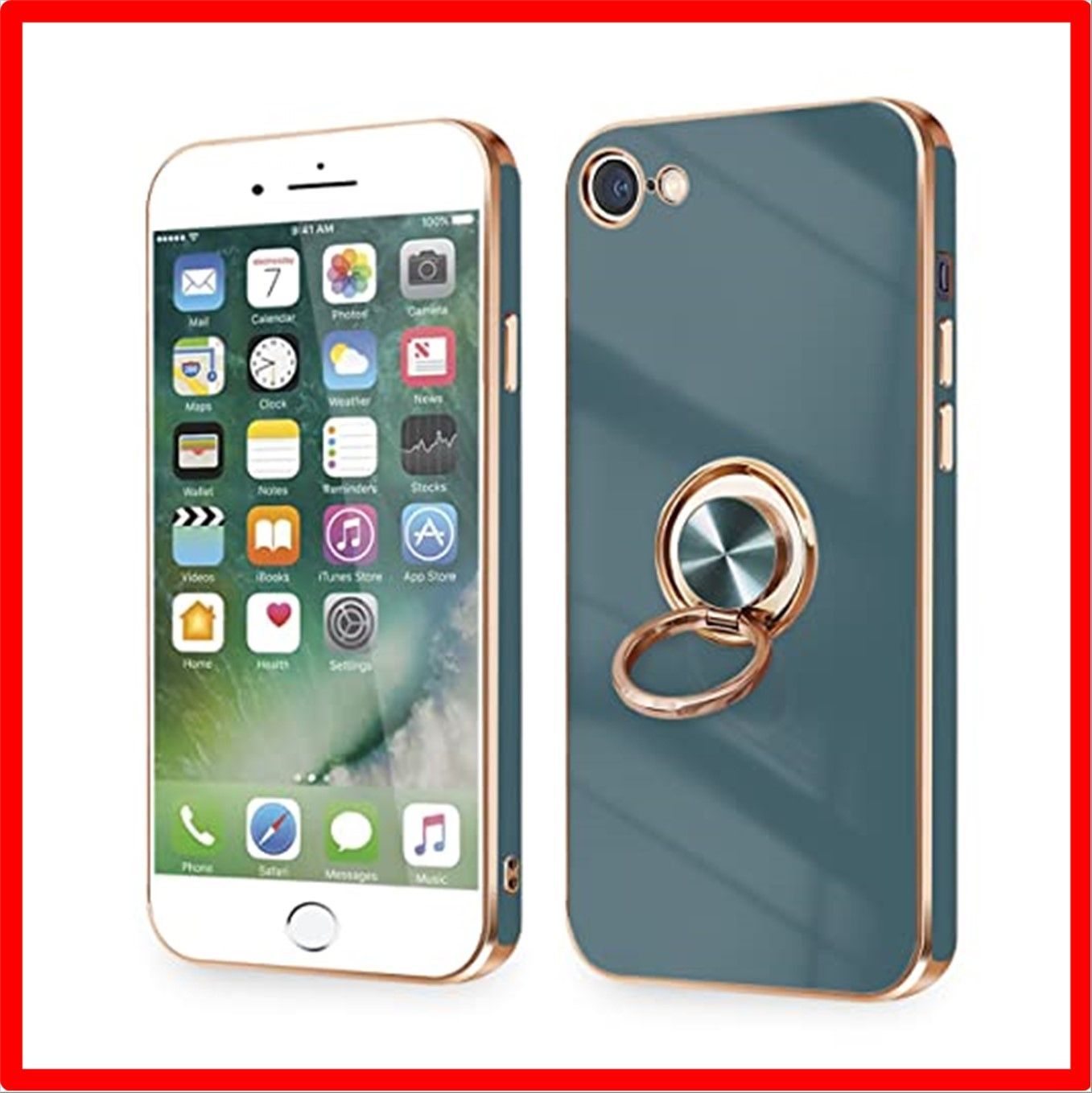【匿名配送】 iPhoneSE3/SE2/8/7_グレー iPhone SE ケース iPhone SE2/3 iPhone8/7 ケース リング付き 耐衝撃 