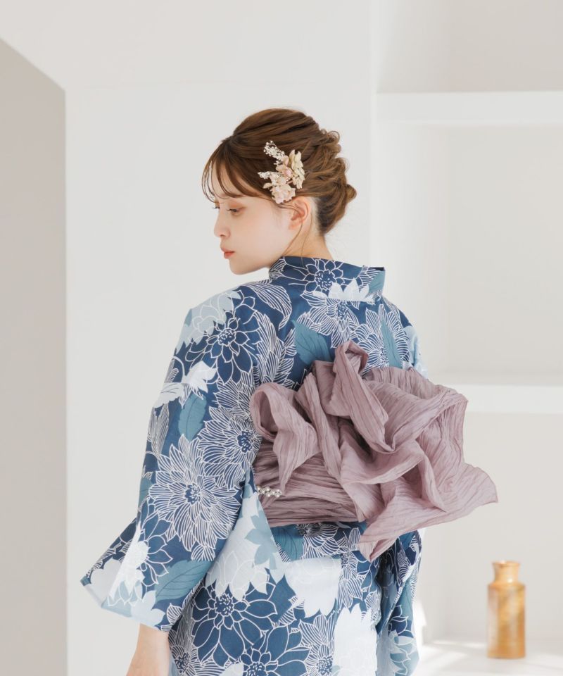 藍花爛漫】2024 浴衣5点セット(ゆかた・帯・下駄・着付けマニュアル