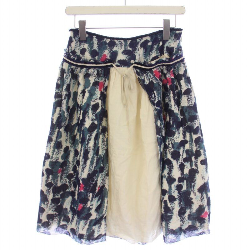 ミナペルホネン mina perhonen fog フ スカート ミモレ丈 総柄 カシミヤ混 F 紺 ネイビー ja5340 BM