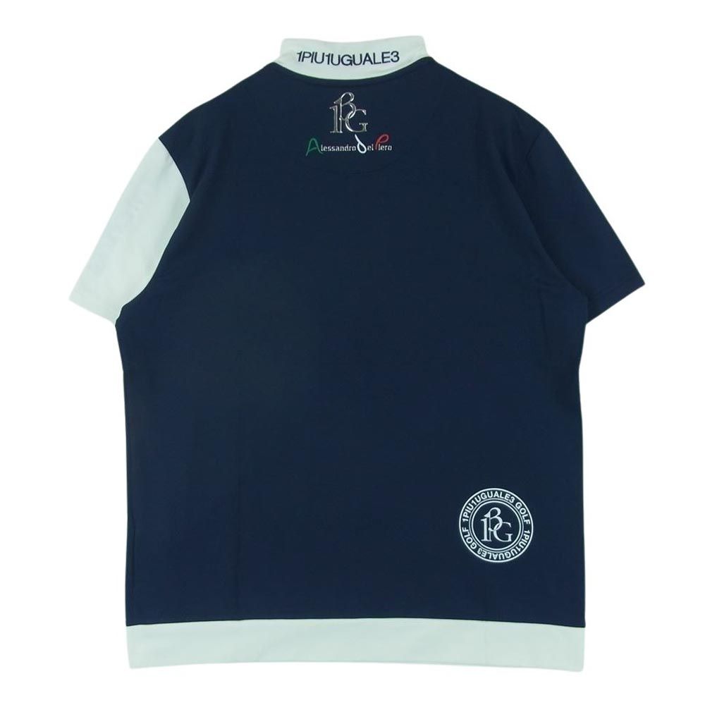 1PIU1UGUALE3 GOLF ロゴシャツ ネイビー/ホワイト