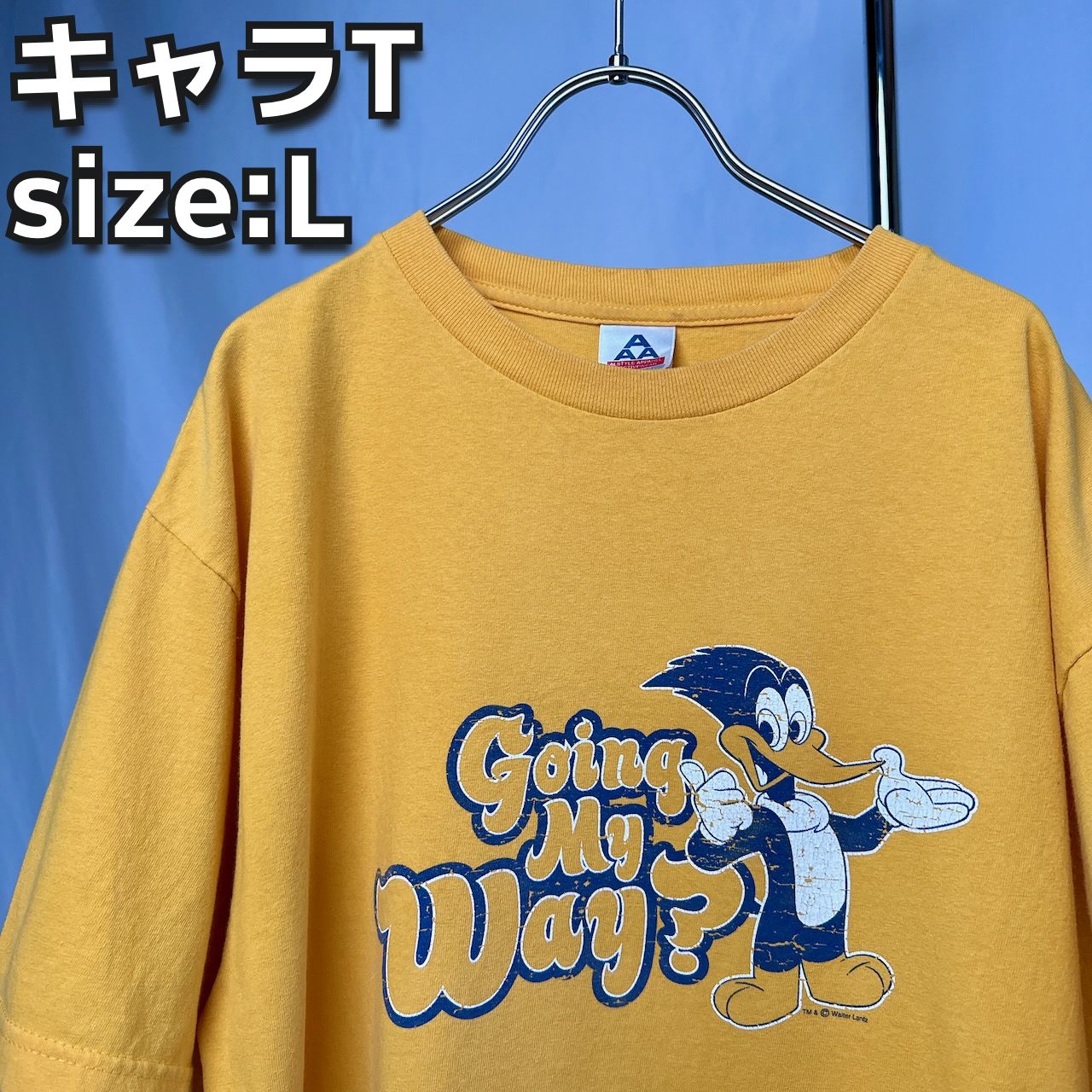 ウッディー・ウッドペッカー キャラT 半袖 Tシャツ 黄 古着 - メルカリ