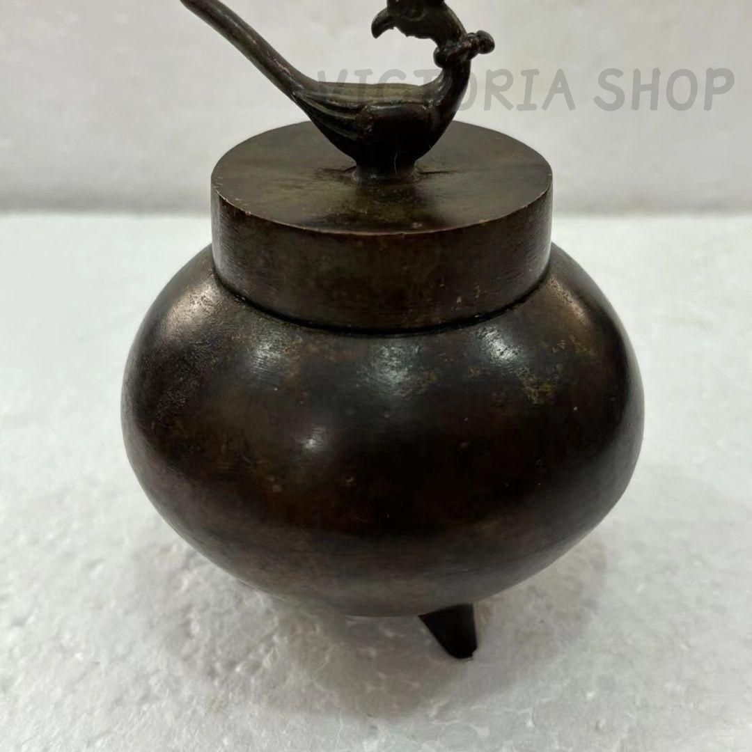 銅 細工 茶道具 香道具 蓋置 置物 お茶の缶 銅製 銅製 三足鳳蓋缶 茶道具 香道具 装飾品 工芸品 置物 - メルカリ