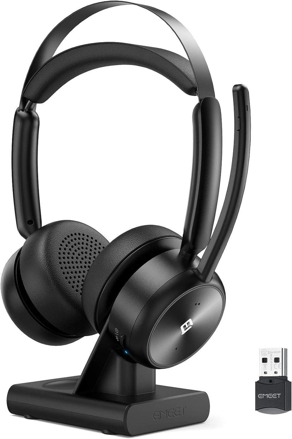 【人気商品】マイク付き 270度回転 ノイズキャンセリング Bluetoothヘッドセット ミュートボタン/充電ベース/2.4Gドングル/USB接続 ワイヤレスヘッドセット PC用ヘッドセット オーバーイヤー HS80 