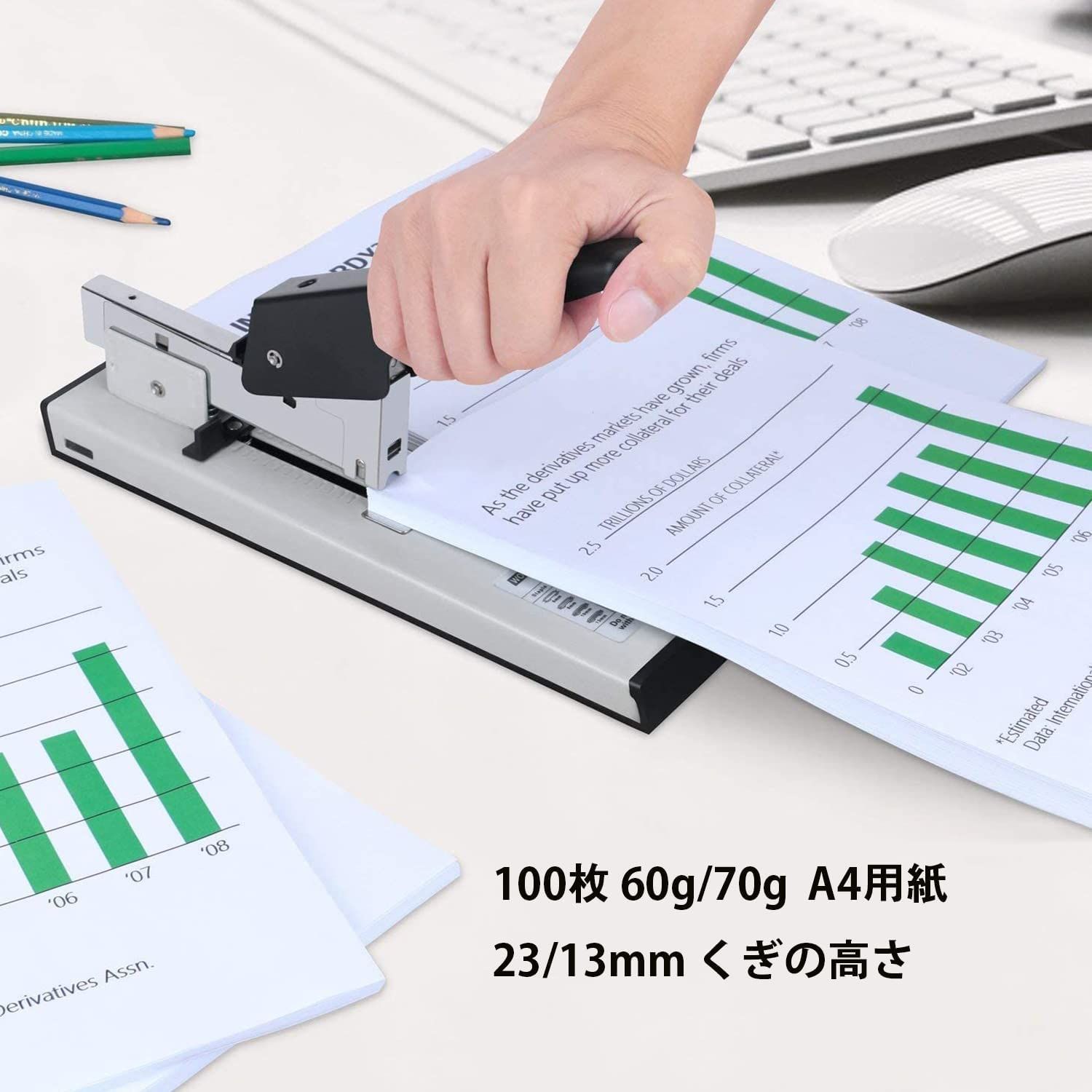 uyoyous ホチキス 大型 針1000枚付き 大型ホチキス 業務用 卓上 簡単 ワンタッチ 最大綴じ枚数100枚 SKLAD-KIRPICHA_RU