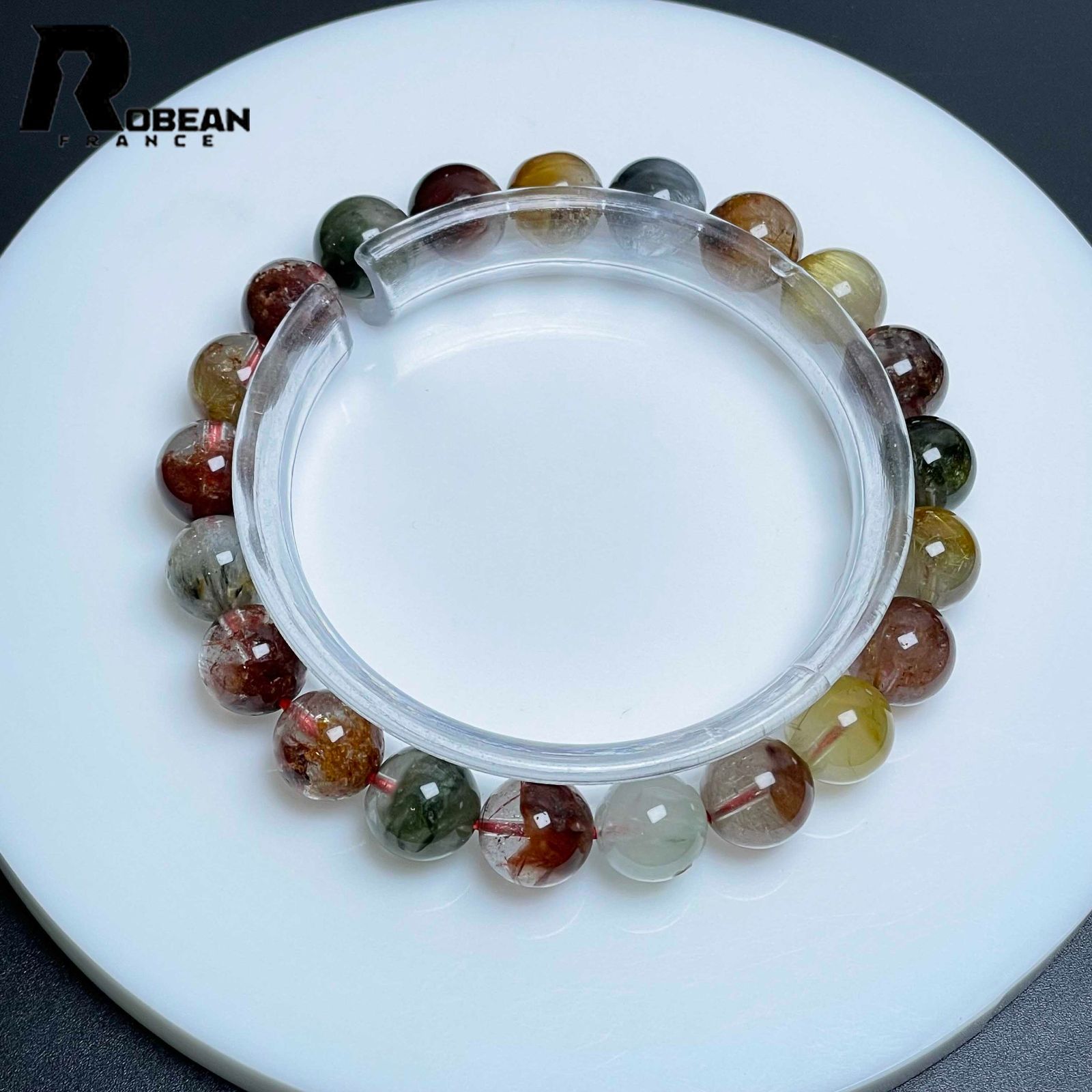 レア EU製 定価6万円ROBEAN・ガーデンルチルクォーツパワーストーン ブレスレット 天然石 庭園水晶 浄化 綺麗 ギフト プレゼント 9.4-9.8mm M0122121