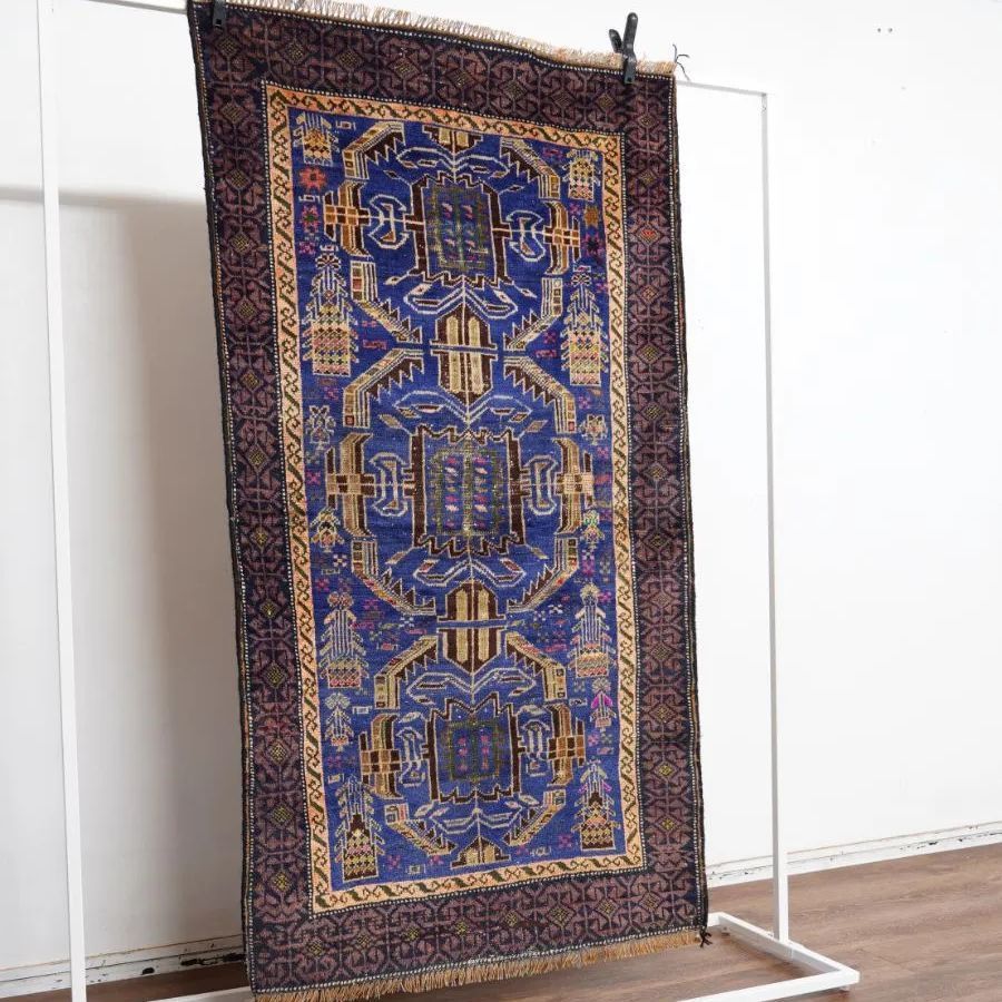 ヴィンテージラグ アフガニスタン バルーチ族 トライバルラグ 143cm×80cm 手織り絨毯