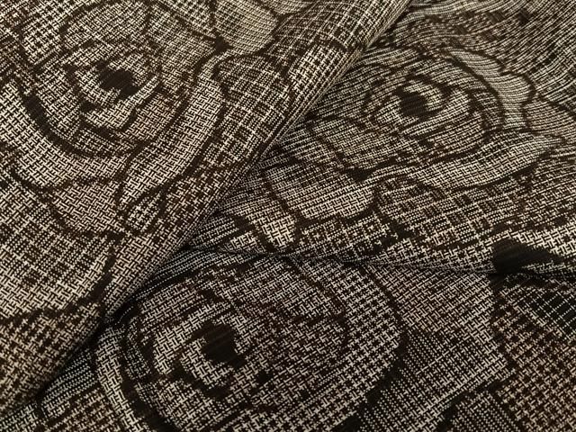 平和屋着物●本場大島紬　泥染め　割込み絣　格子花文　正絹　逸品　AAAU8014zg 平和屋着物○本場大島紬 泥染め 割込み絣 格子花文 正絹 逸品