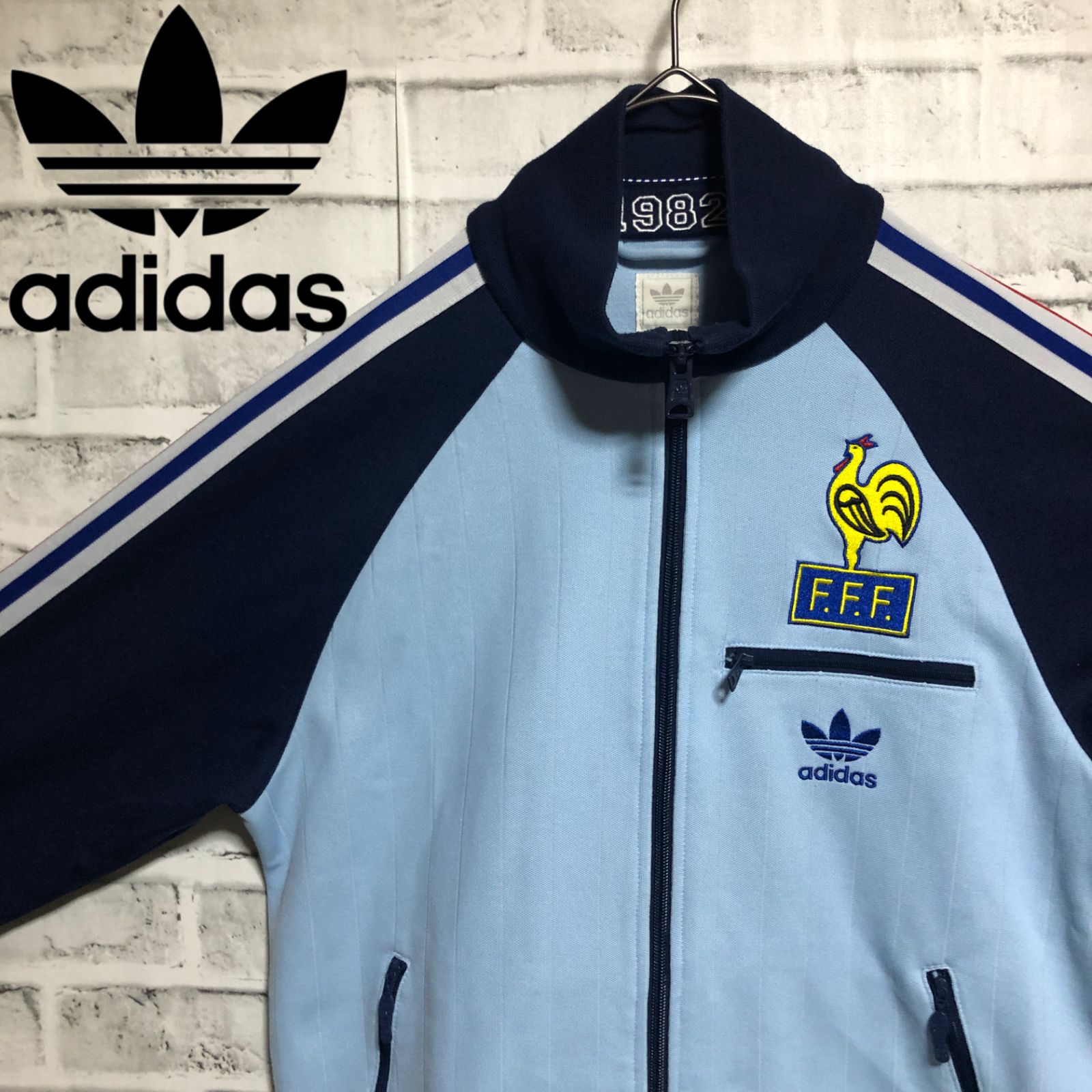 90s⭐️adidas トラックジャケット M 刺繍フランス代表 vintage青