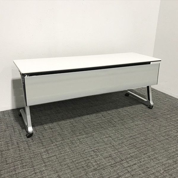 会議テーブル フラップ式 インターアクトプロ 幕板付 W1800 オカムラ ホワイト