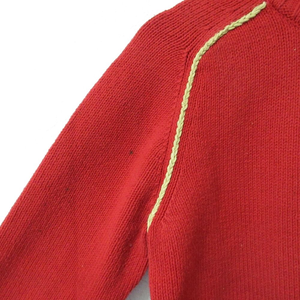 BURBERRY BLUE LABEL バーバリーブルーレーベル blueロゴ ラグランスリーブ ジップアップ ニット カーディガン M レッド レディース 古着 中古 BURBERRY BLUE LABEL バーバリーブルーレーベル blueロゴ