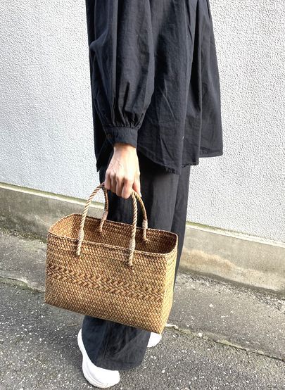 タイ製／カチュー･かごバッグ～モデルＡ～（ナチュラルかごバッグ） 〈天然素材 エコバッグ アジアン エスニック〉
