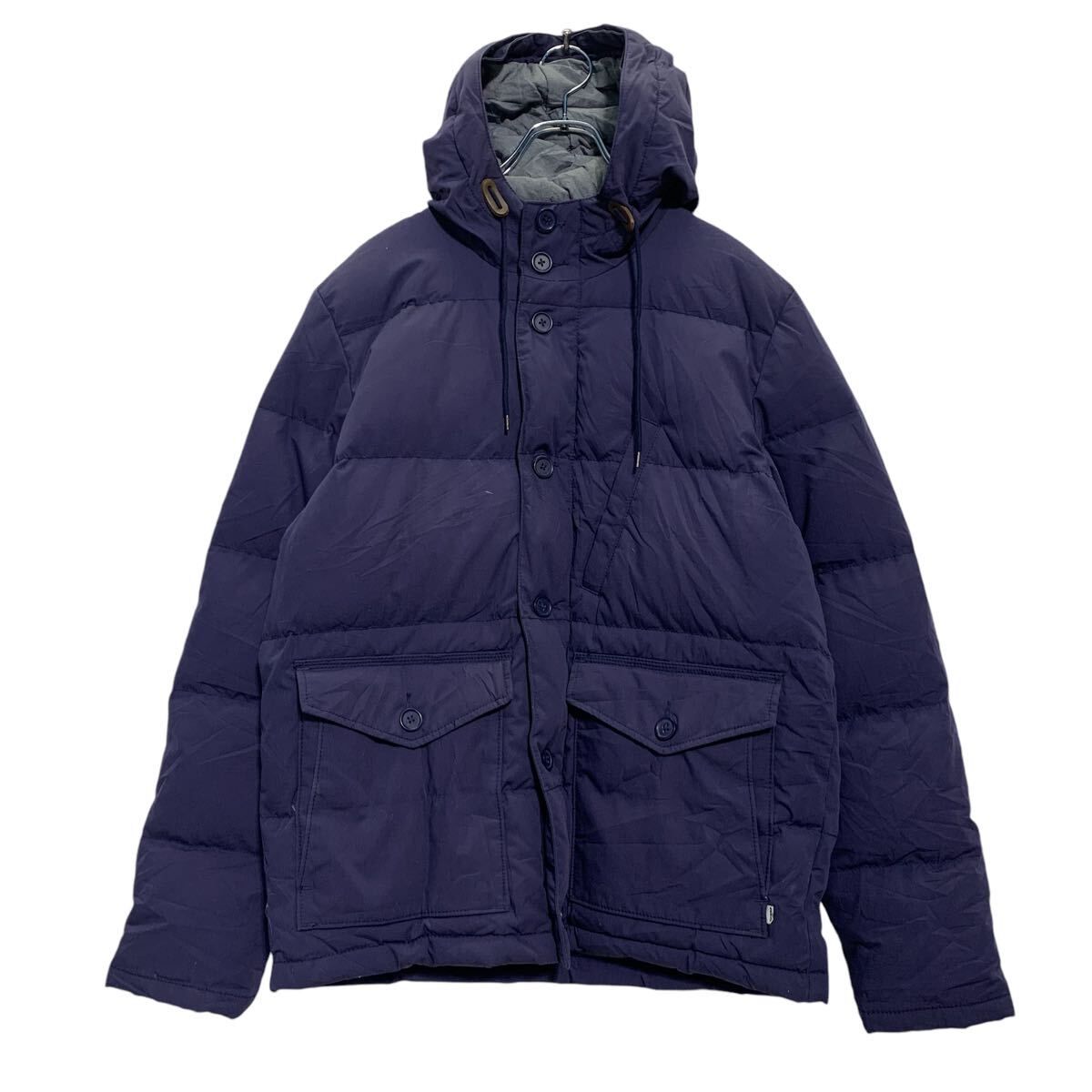 Levi's ダウン 中綿 ジャケット リーバイス M サイズ ネイビー フルジップ フード付き アウトドア 古着卸 アメリカ仕入 a610-5723