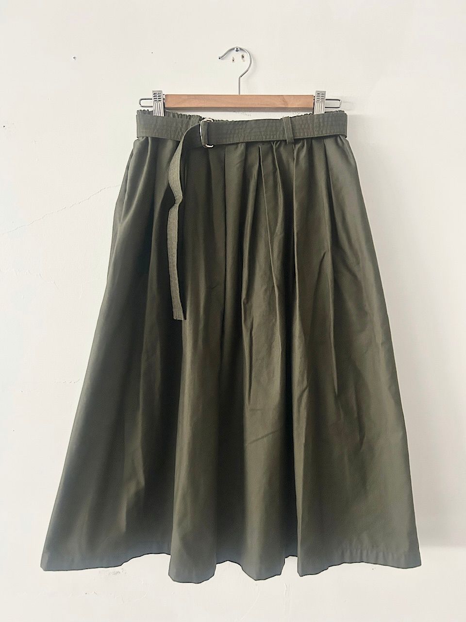 GRANDMA MAMA DAUGHTER ベルト付きギャザースカート オリーブ
