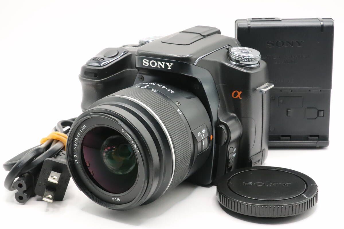 スマホ転送可 SONY α100 一眼レフデジタルレンズ2本充電器コンデジ