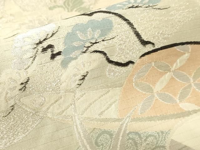 平和屋着物＊夏物 アンティーク 大正ロマン 丸帯 冊子花文 金