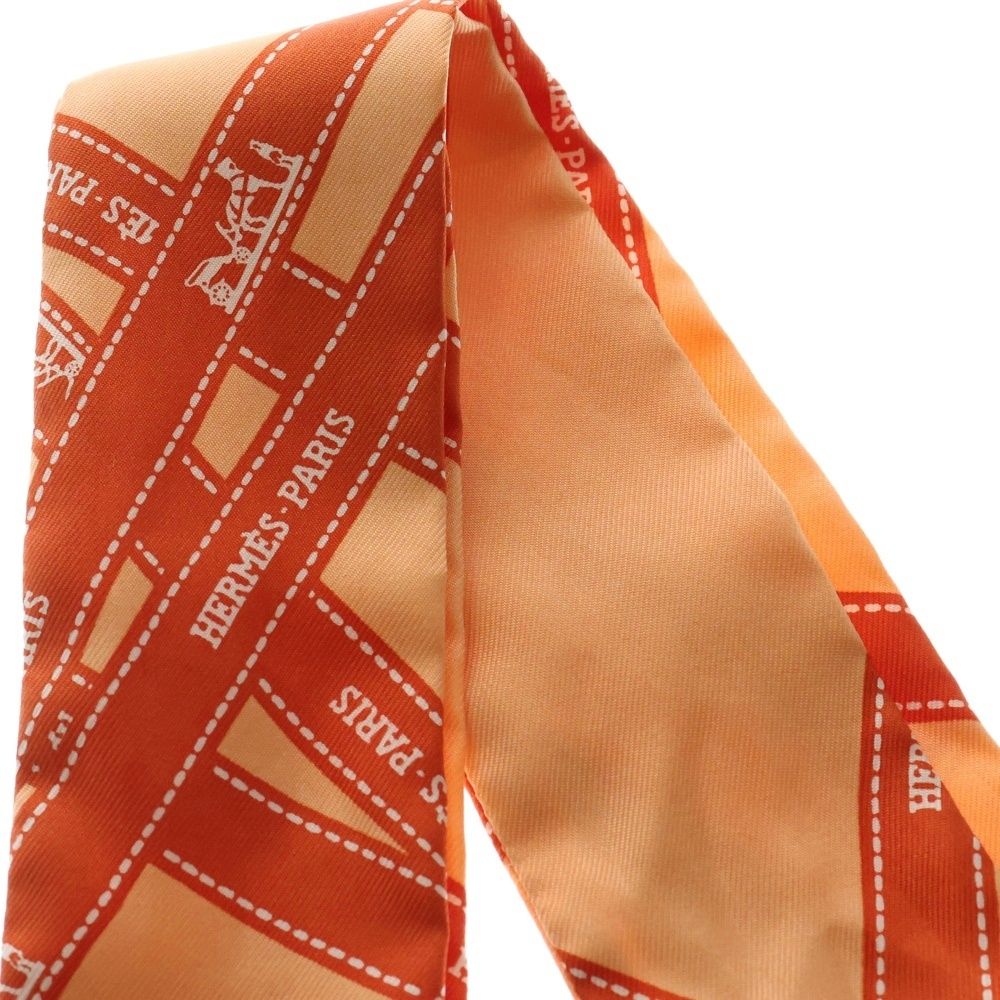 HERMES (エルメス) ツイリー ボルデュック ロゴ 総柄プリント シルク