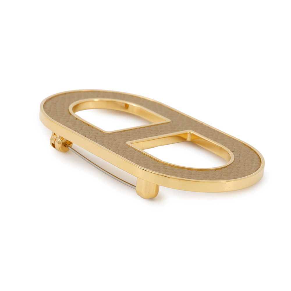 エルメス ブローチ シェーヌダンクル プシエール ゴールド金具 エプソン HERMES