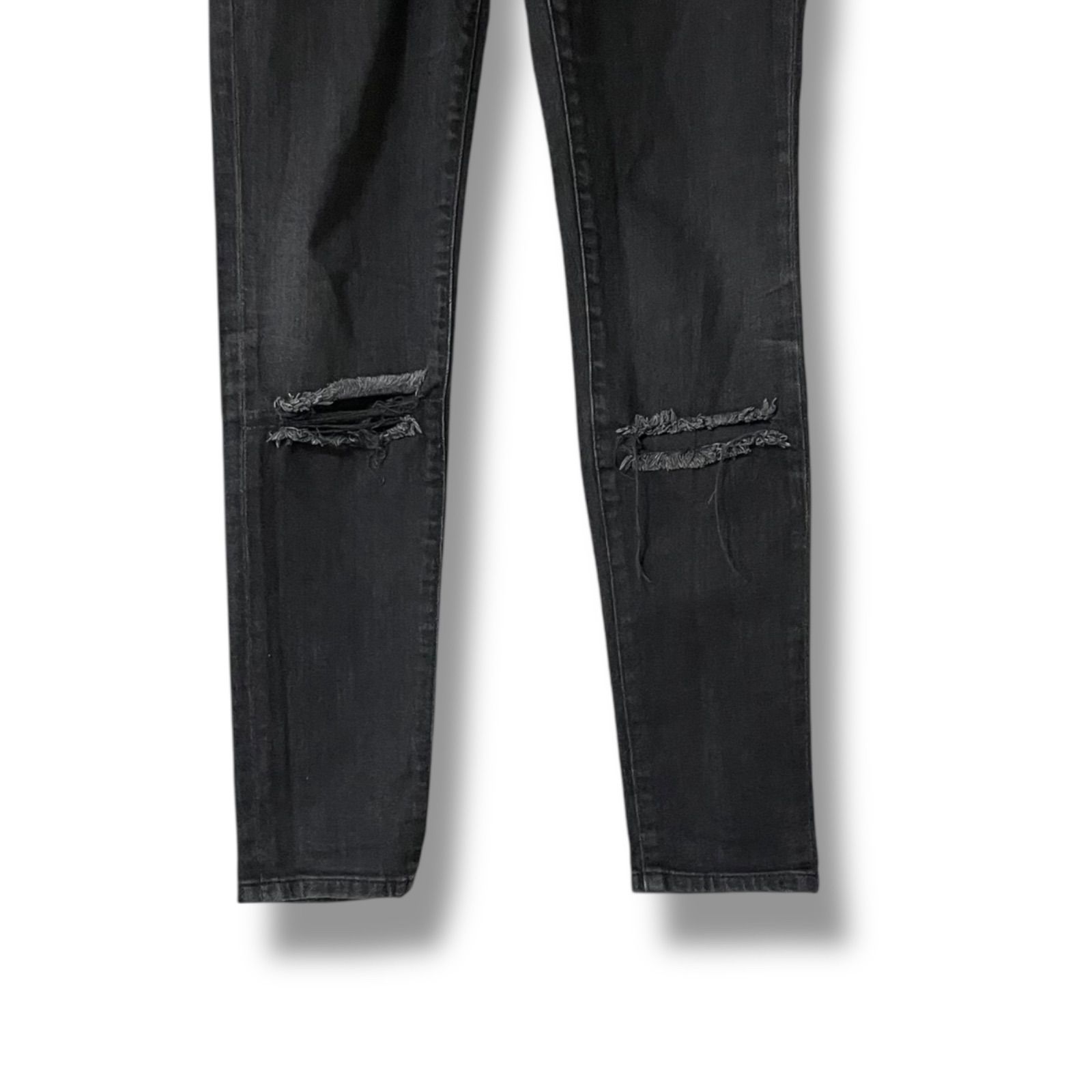 サンローラン【希少 名品】デニムパンツ スタッズ 黒 L位 ダメージ