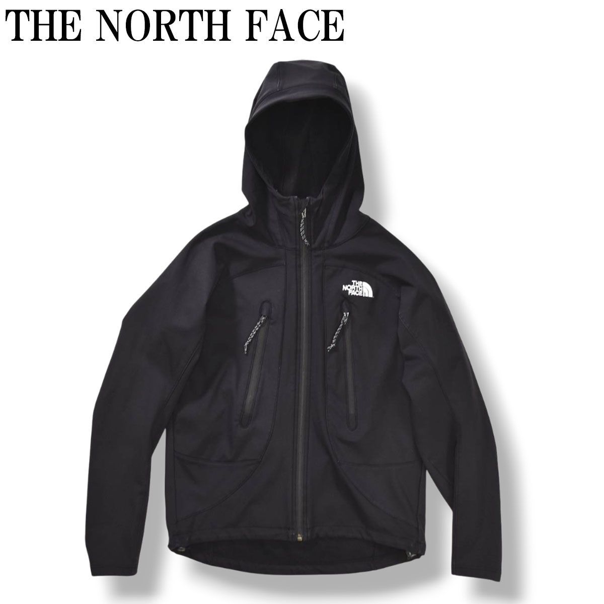 ノースフェイス THE NORTH FACE ジップアップ ソフトシェル ジャケット パーカー フーディー 裏起毛 ポーラテック ブルゾン アウトドア テック系 ゴープコア M ブラック メンズ