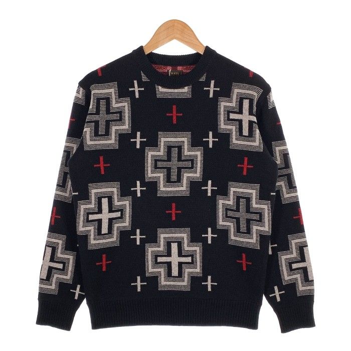 RATS ラッツ 22AW NATIVE CROSS CREW NECK KNIT ネイティブクロス クルーネックニット セーター ブラック 22'RN-1108 Size S RATS ラッツ 22AW NATIVE CROSS CREW NECK KNIT ネイティブクロス