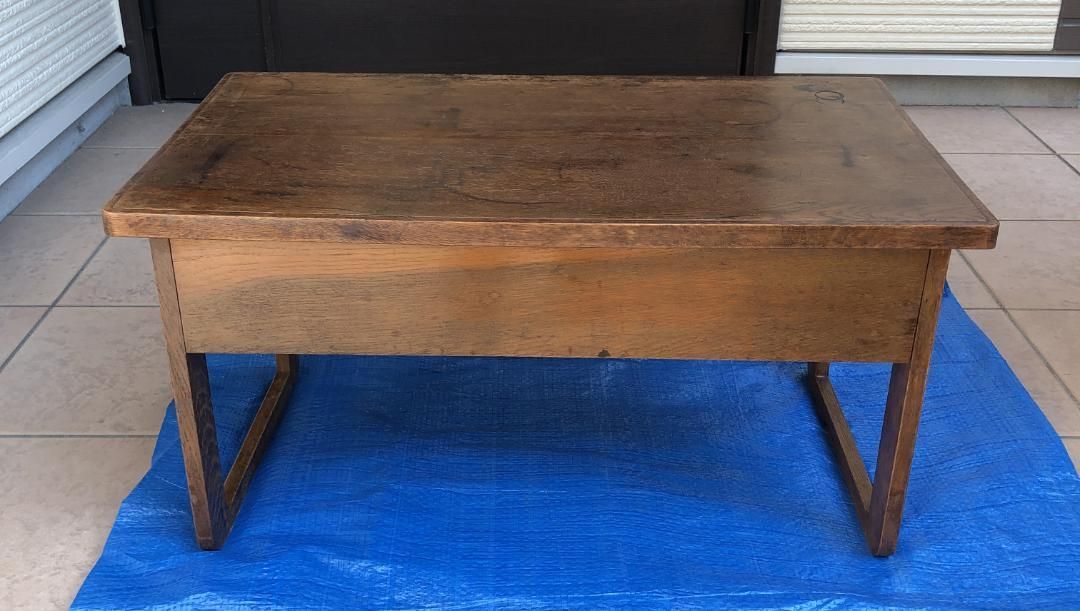 発送 昭和レトロ 木製文机 引き出し付き #942