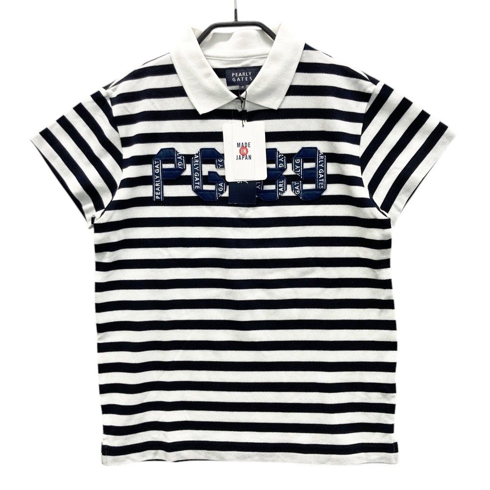 サイズ 0 PEARLY GATES パーリーゲイツ 半袖ポロシャツ ボーダー柄 ネイビー系 240101525912 ゴルフウェア レディース ストスト