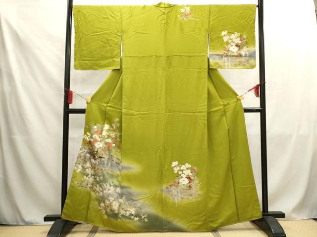 平和屋着物▽訪問着 単衣 舞葉文 金彩 金通し地 正絹