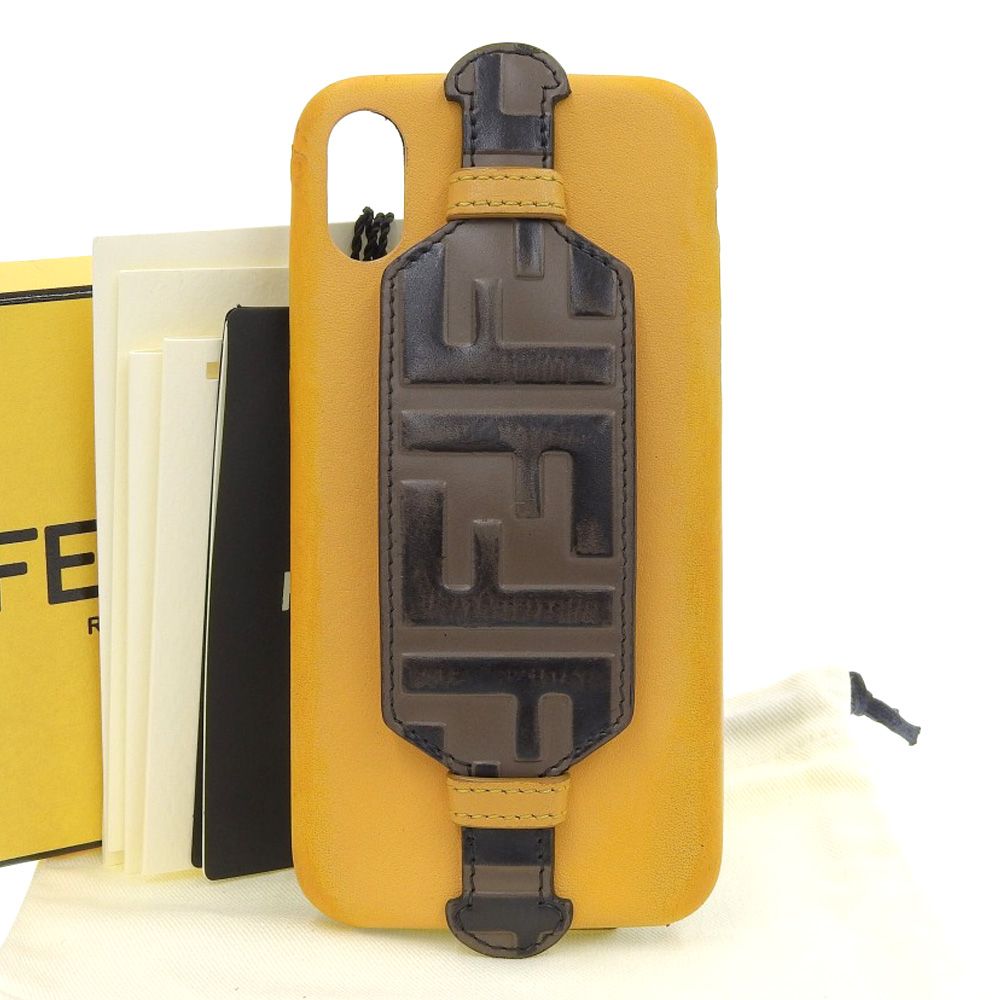 美品　FENDI　フェンディ　ズッカ　スマホカバー　ロゴ　iPhoneケース 本物保証】 箱・布袋付 フェンディ FENDI ズッカ柄 iPhone X