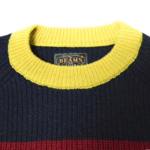BEAMS PLUS ビームスプラス 24AW Crew Multi Stripe 5G シェットランド 