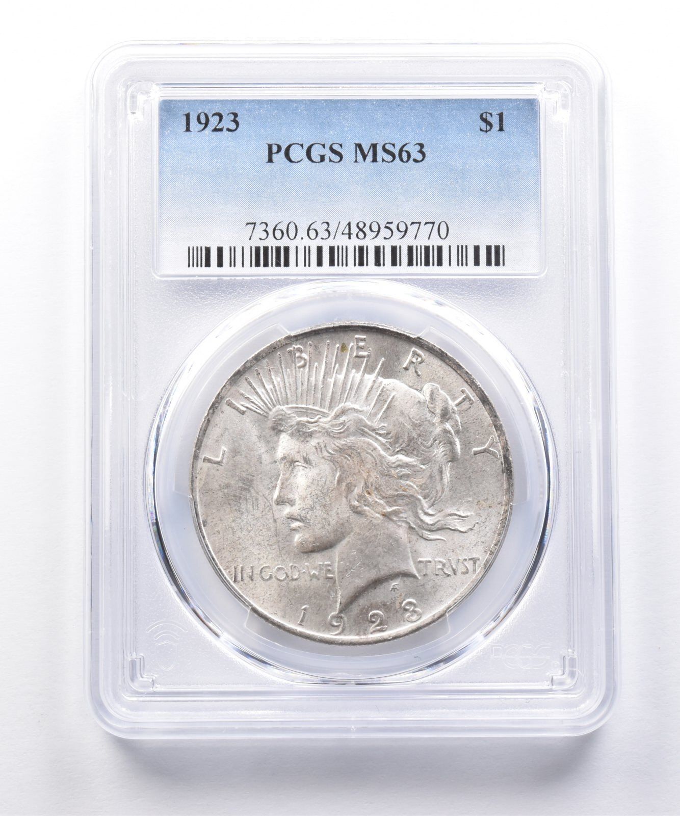 1923年 ピースシルバードル MS63 PCGS TDリバース