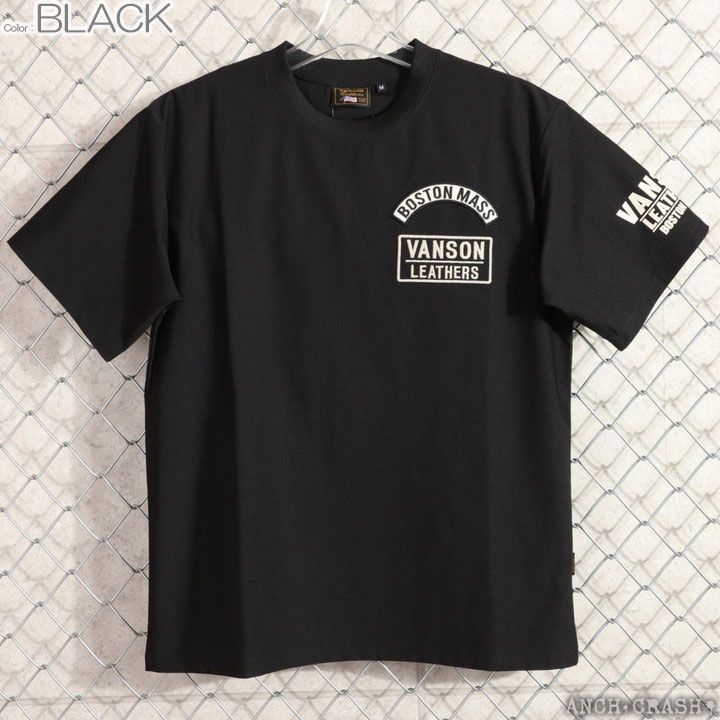 VANSON スター ドライ 半袖Tシャツ NVST-2519 バンソン 刺繍 ワッペン